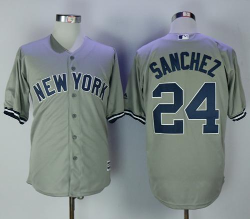 Yankees #24 Gary Sanchez Grey New Cool Base Stitched MLB Jersey - Click Image to Close